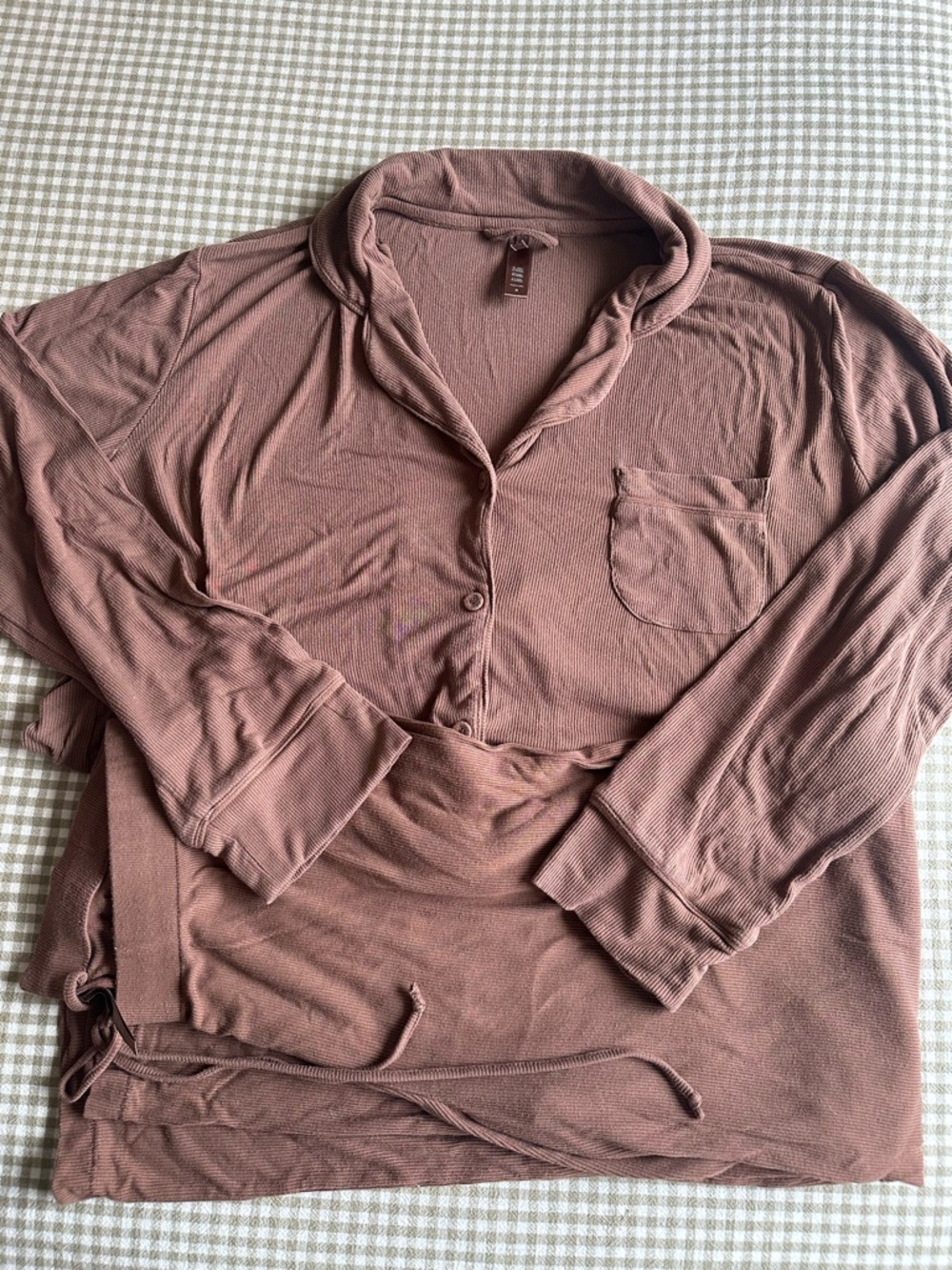 SKIMS Brown Long Sleeve Pajama Set
